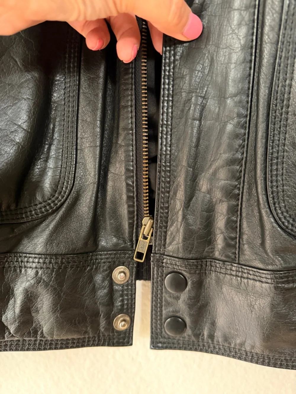 Members Only Black Leather Flight-Style Bomber Jacket‎ Classic Retro Biker M 42
